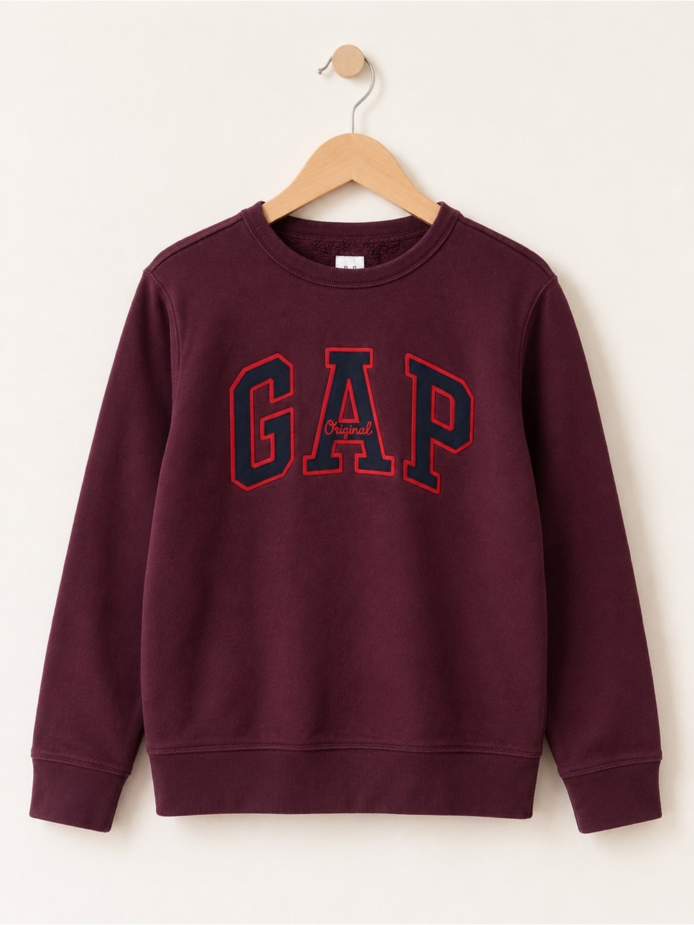 GAP Kids Burgundy Crewneck Pullover Sweatshirt with Navy Logo Size XL (12)